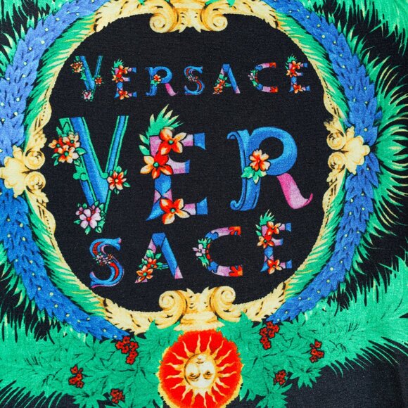 Versace Resort 2018 Black Beverly Palm Graphic Cotton T-Shirt - Picture 6 of 12